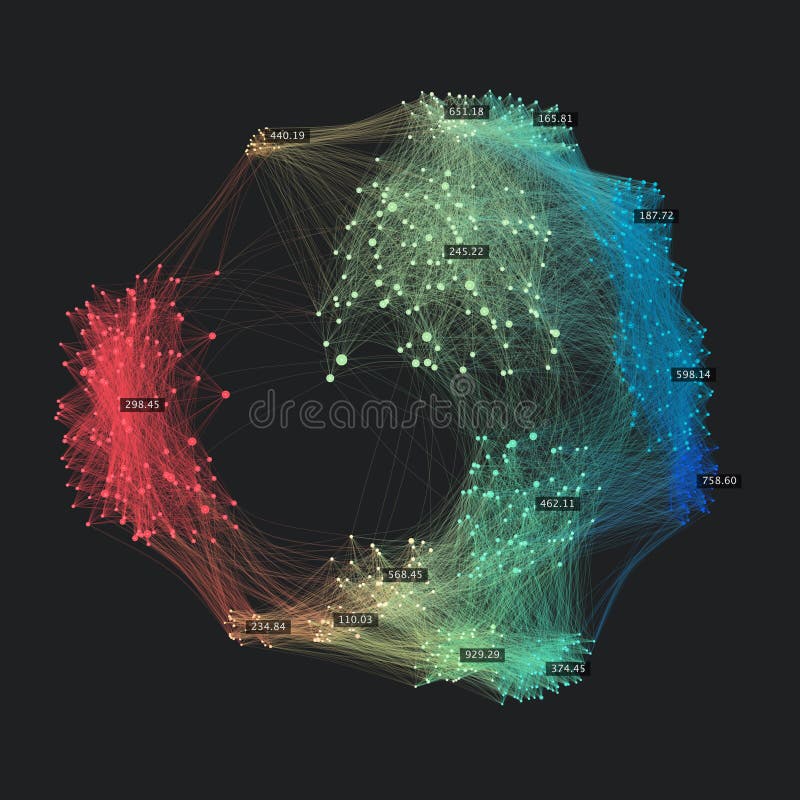 Big data complexity. Creative data visualization. Globe of connected nodes vector illustration