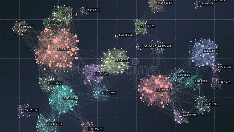 Big data complexity visual representation. Cluster analysis visualization. Advanced analytics. Beauty of data stock illustration