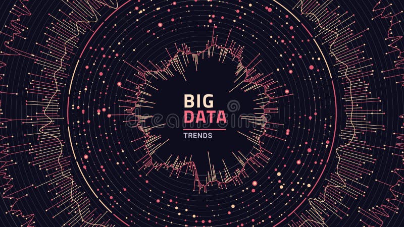 Big data complexity visual representation. Data visualization. Radial plot. Graphic abstract background. Vector illustration.