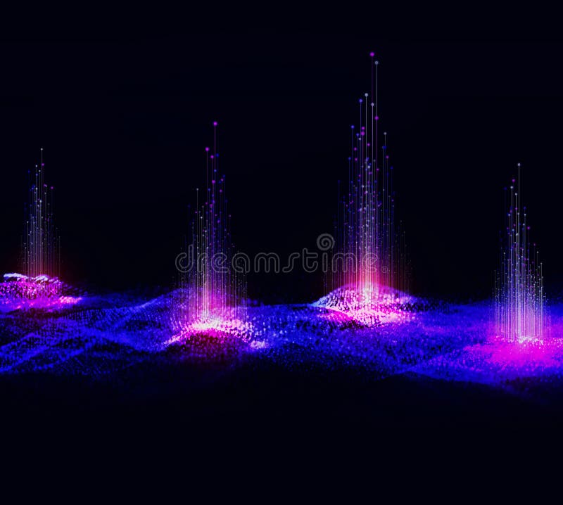 Big Data Concept with Salient Data Points on Digital Matrix stock illustration