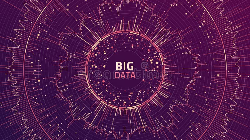 Big data concept visualization. Data complexity representation. Abstract radial plot. Advanced data analysis stock illustration