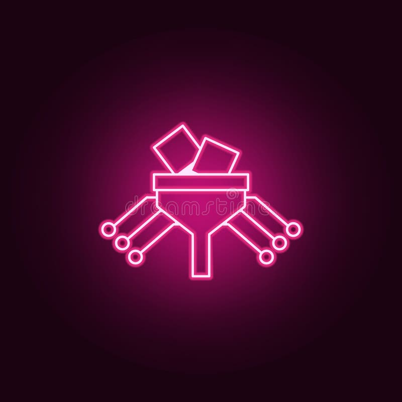 Big data filter, data mining icon. Elements of artifical in neon style icons. Simple icon for websites, web design, mobile app vector illustration