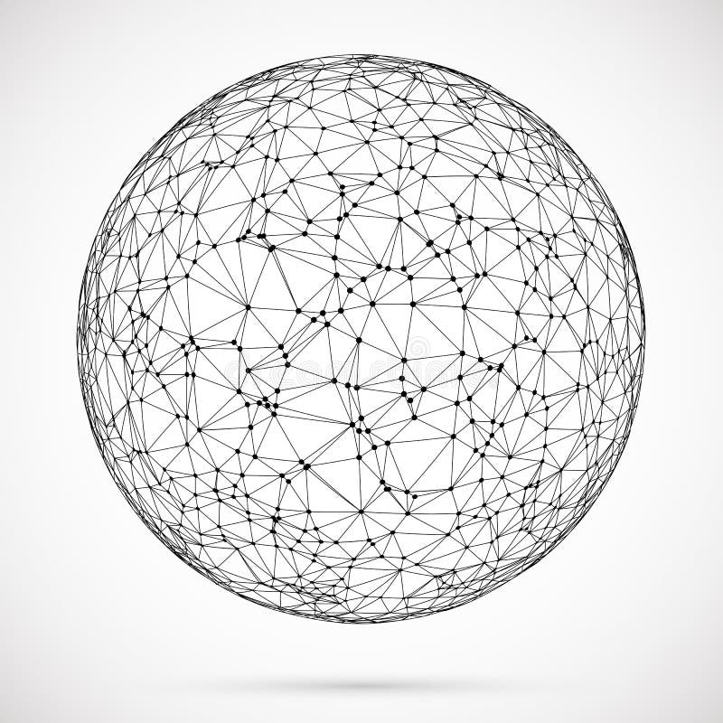 Big data icon. Artificial intelligence. Global network concept. Abstract geometric spherical shape with triangular shapes. vector illustration