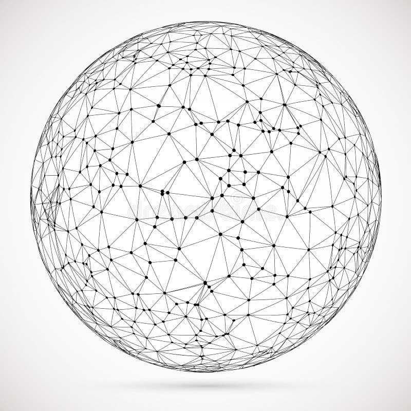 Big data icon. Artificial intelligence. Global network concept. Abstract geometric spherical shape with triangular shapes. vector illustration