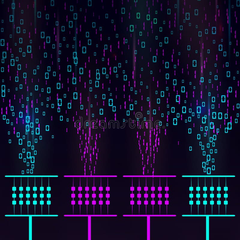 Big data information sorting visualization. vector illustration