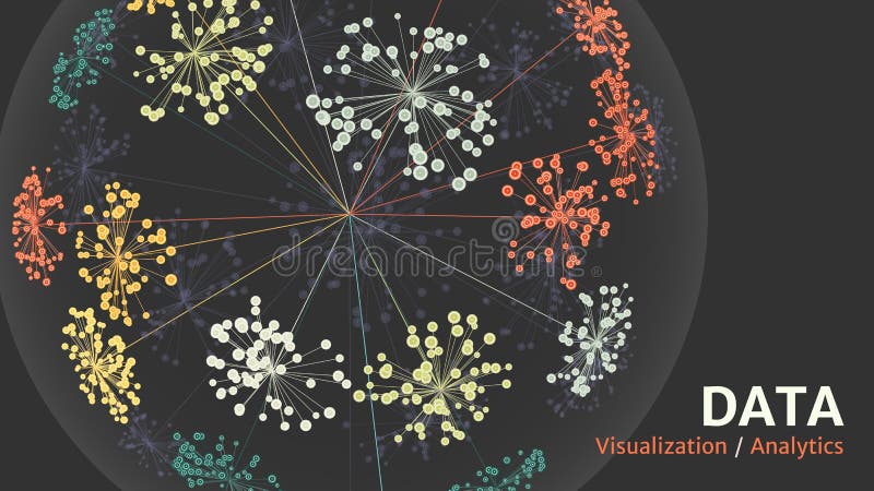 Big data representation. Global network. Sphere of clusters. Globe data network. vector illustration