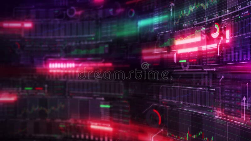 Big data on stock trading, animated infographics. stock illustration