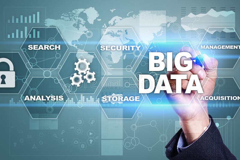 Big Data Technology and Concept on the Virtual Screen. Stock