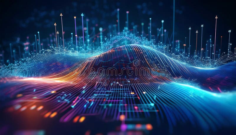 Big data technology Data science analysing artificial intelligence generative AI deep learning machine learning algorithm Neural vector illustration