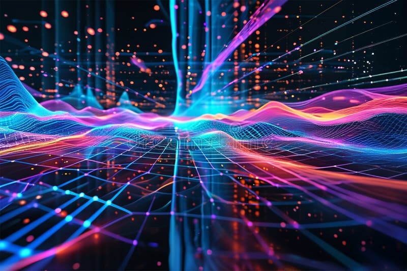 Big data technology Data science analysing artificial intelligence generative AI deep learning machine learning algorithm Neural stock illustration