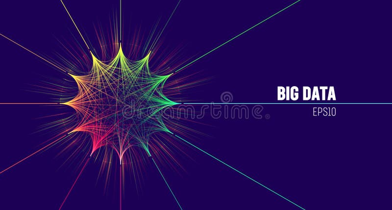 Big data visual technology. Big data analytics node. Digital analysis circle network royalty free illustration
