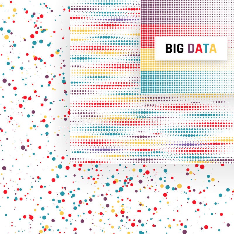 Big data visualization. Analysis of information. Machine learning algorithms. Vector illustration.