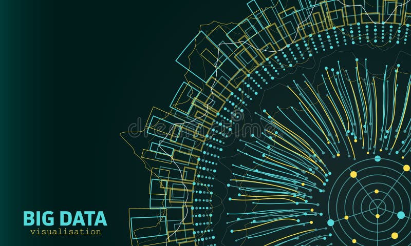 Big Data Visualization. Fractal Elements with Lines and Dots Array vector illustration
