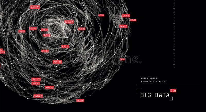 Big data visualization. Futuristic infographic. Complex information digital design. Visual big data complexity. Abstract data grap vector illustration