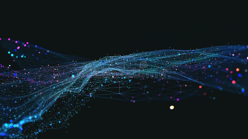 Big data y ciberseguridad 3d ilustración. redes neuronales e inteligencia artificial ilustración del vector