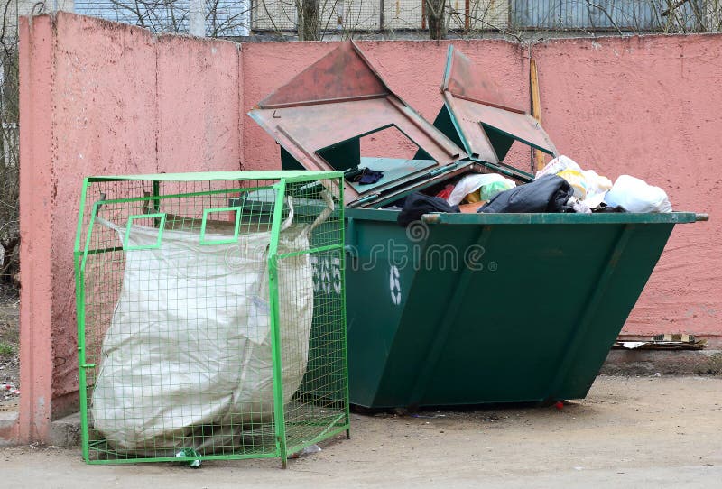 Big Dumpster Full of Garbage,mesh Container for Separate Waste