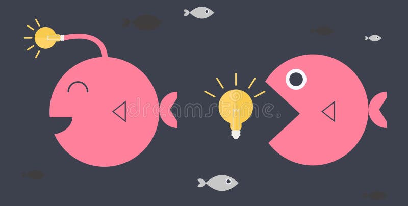 Big fish idea conceptual vector illustration