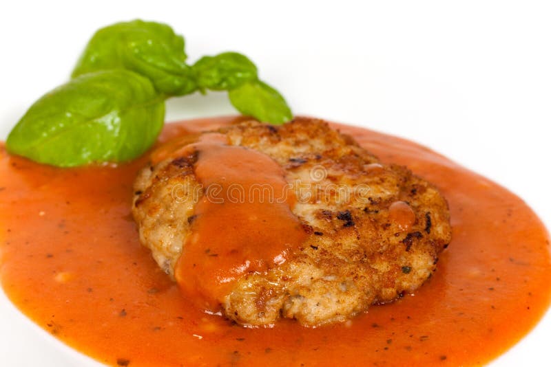 A Big Fresh Hamburger with Tomato Sauce Stock Photo Image of meat