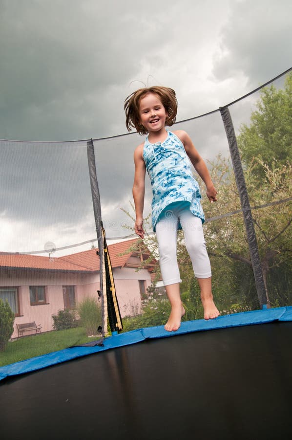 Big Fun - Child Jumping Trampoline Stock Image - Image of bounce, enjoying:  16345647