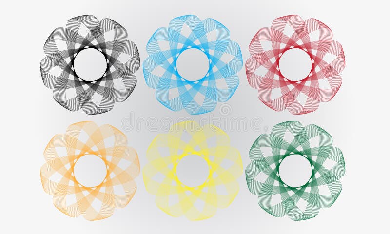6 big geometrical circle with 6 color. Bulat illustrations