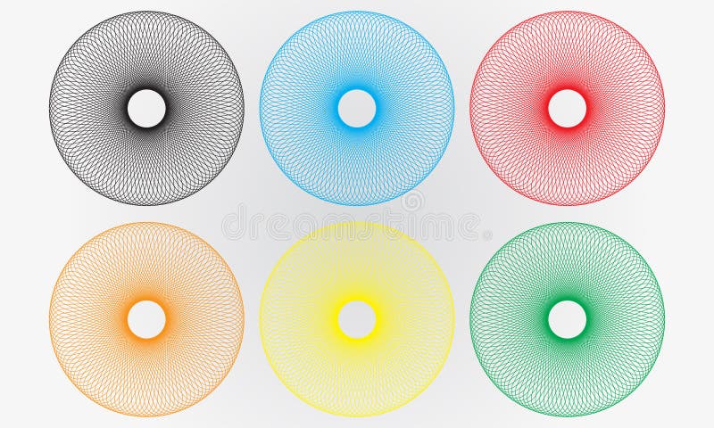 6 big geometrical with 6 color,. Bulat illustrations