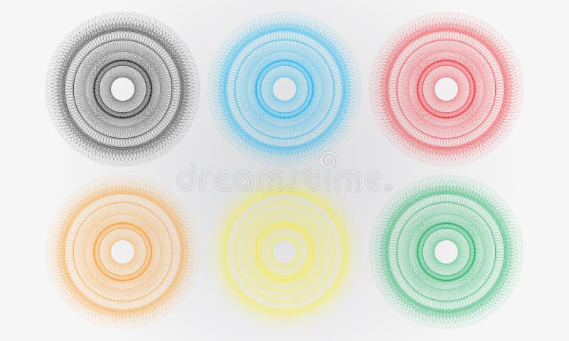 6 big geometrical with 6 color,. Bulat illustrations