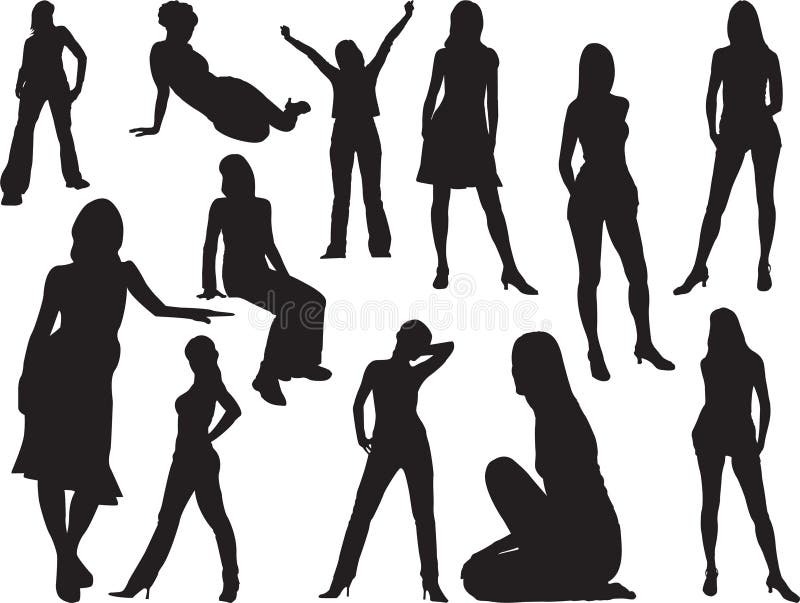 Big Girls Set - 1. Silhouettes Stock Vector - Illustration of females ...