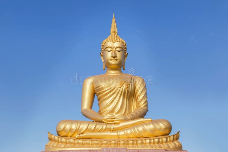 Big golden buddha statue in thai temple