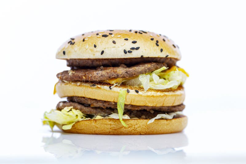 Big Hamburger. Delicious Junk Food and Quick Snack Stock Photo Image