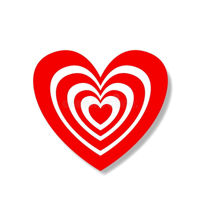Big Heart Sticker with Red and White Target Pattern Stock Illustration