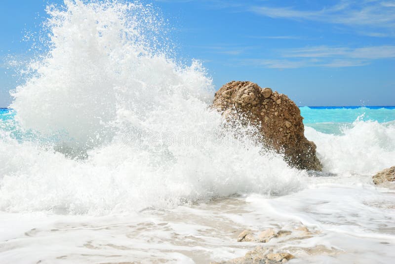 Big and high sea water spray splash royalty free stock photo