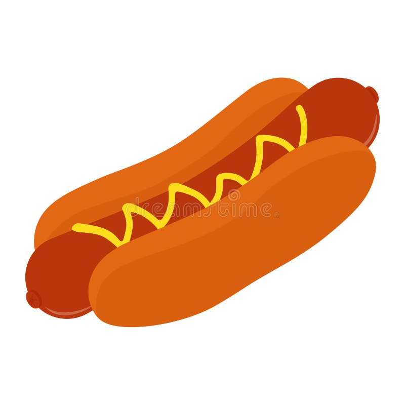 Big hot dog with mustard isolated on white background royalty free illustration
