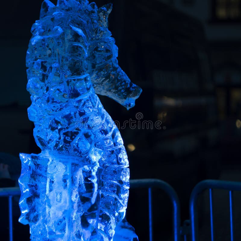 Big ice sculpture of seahorse