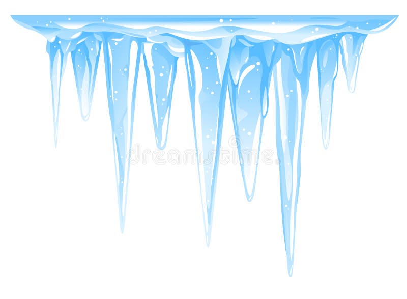 Big icicles cluster isolated illustration