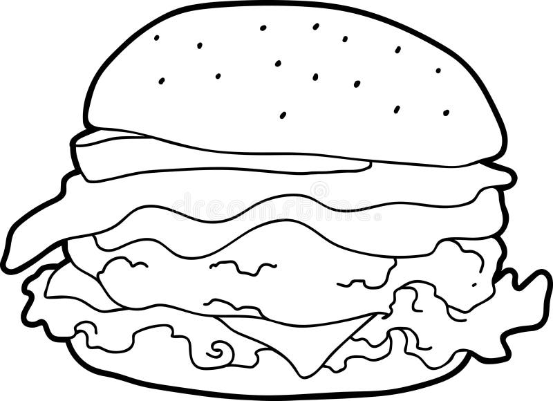 Big Juicy Cheeseburger med Bacon Lettuce Tomato och Beef Patty royaltyfri illustrationer