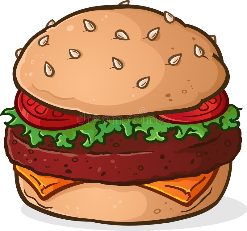 Big Juicy Hamburger Cartoon Stock Vector - Illustration of meal, lettuce:  61173308