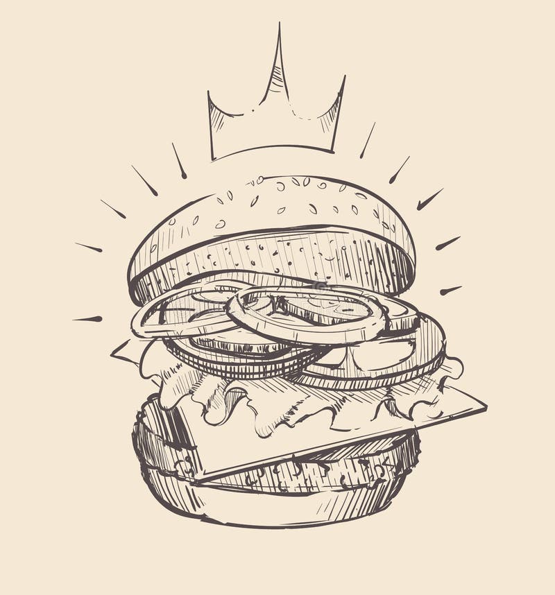 How to Draw a Burger Step by Step  EasyLineDrawing