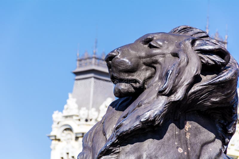 Big Lion Statue In Barcelona,Spain Stock Photo Image 58304135