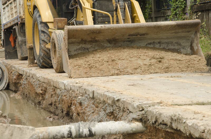 Big Loader of Tractor with Sand in Site Stock Image Image of building