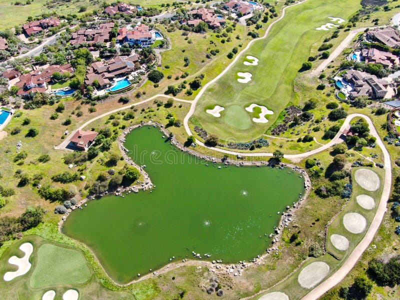 Big luxury villa with pool located next the golf course and green valley in a private community, San Diego, California. Big luxury villa with pool located next the golf course and green valley in a private community, San Diego, California.