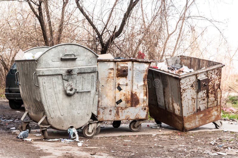 Big Metal Garbage Containers Waste City Stock Photo 2296435705