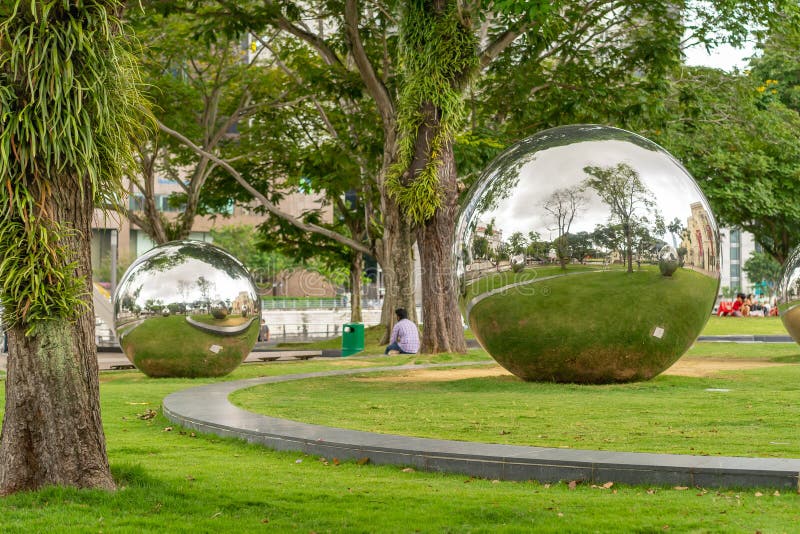 Mirror Balls in Empress Place in Front of Asian Civilizations Museum