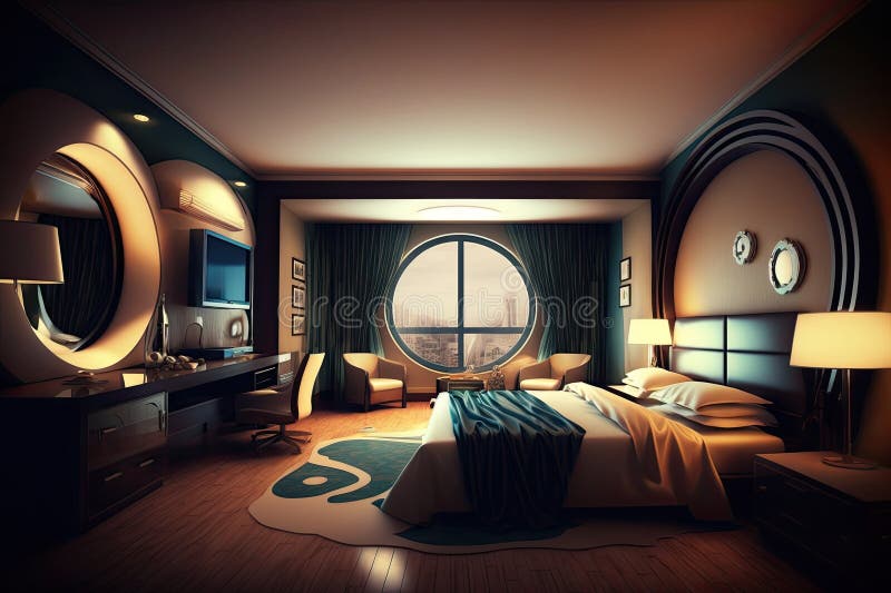 Big modern hotel room stock illustration. Illustration of modern