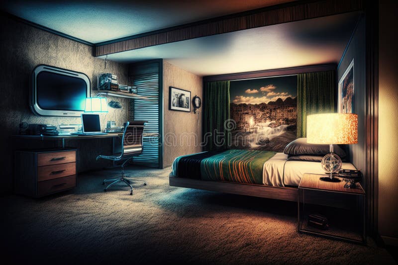 Big modern hotel room stock illustration. Illustration of matress