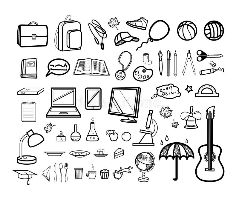 Modern school icon set royalty free illustration