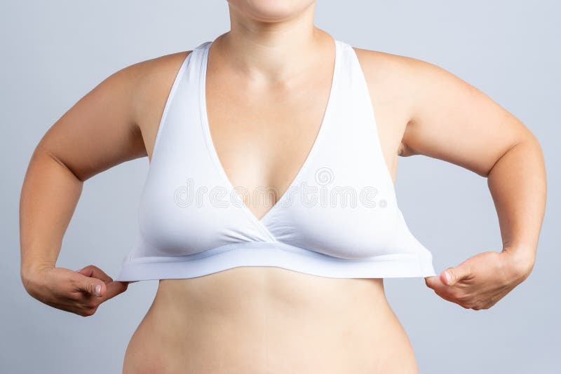 large woman with saggy boobs Stock Illustration