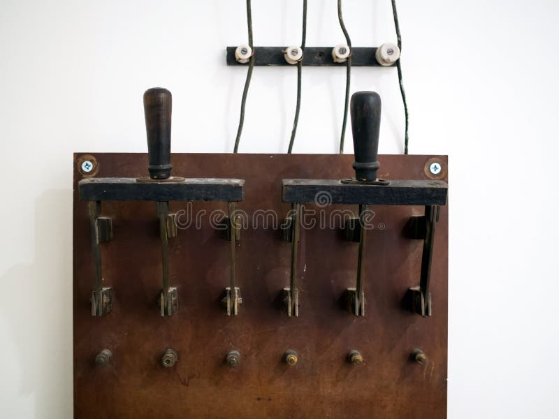 Big Old Electric Knife Switch for Manual Connection of Consumers Stock