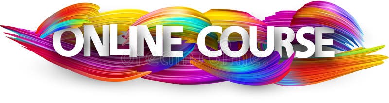 Big online course sign over brush strokes background vector illustration