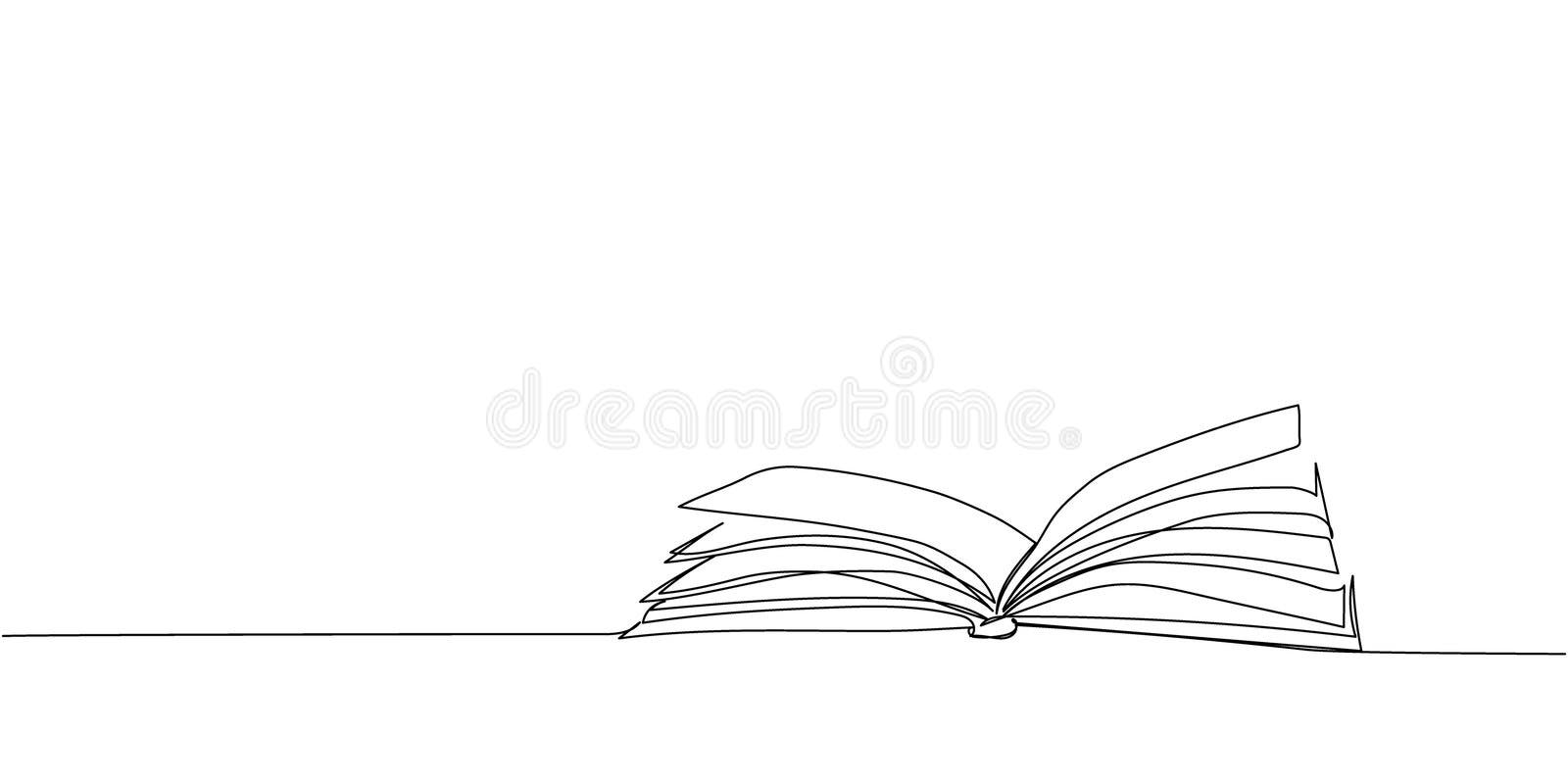 One line drawing of an open photo album book