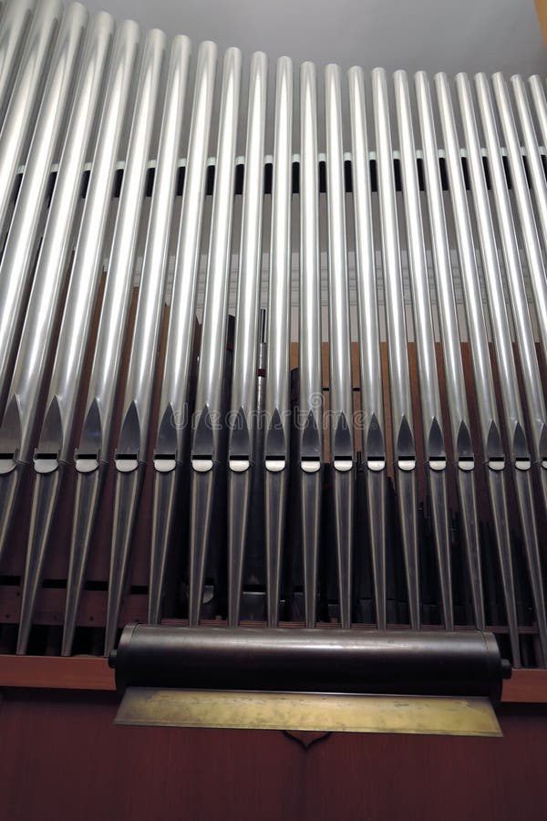 Organ musical instrument. Color photo.